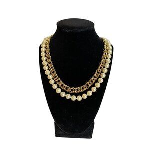 Joan Rivers 24" Faux Pearl and Gold Tone Chain Necklace With Storage or Gift Box